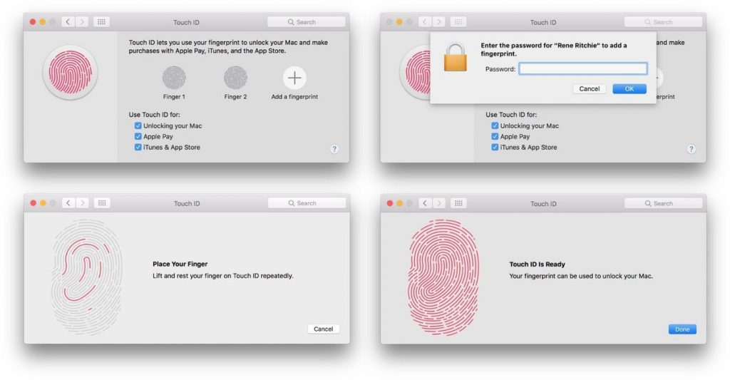 להוסיף מחדש את טביעות האצבע במקבוק Touch ID שלך